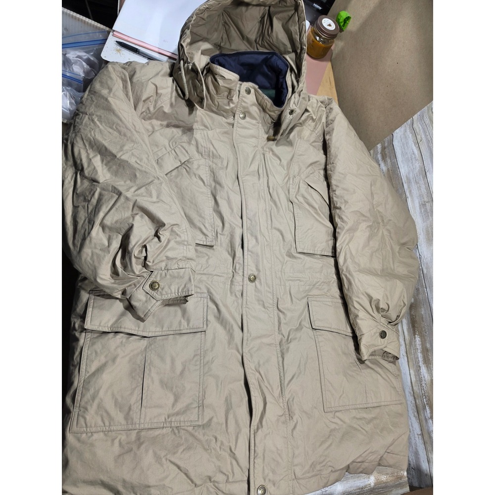 Northwest Territory Mens XL Tan Down Filled Hooded Parka Heavy Winter Jacket